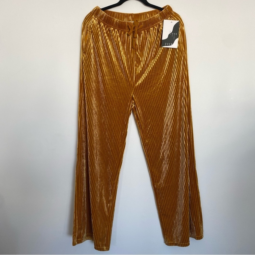 NWT Gold Velvet Wide Leg Pants